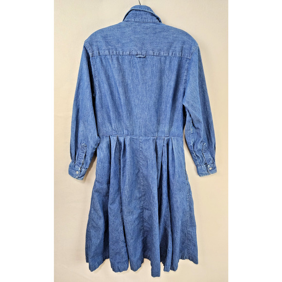 Nantucket Denim Shirt Dress Size 10 Pleated Skirt Long Sleeve Button Front - Picture 2 of 9